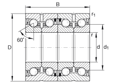 推力角接觸球軸承 ZKLN4075-2RS-2AP, 配對，雙向，兩側(cè)唇密封