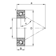 推力角接觸球軸承 BSB040072-T, 單向，接觸角 α = 60°，限制公差