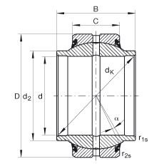 關節軸承 GE50-HO-2RS, 根據 DIN ISO 12 240-1 標準, 需維護，兩側唇密封