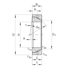 角接觸關節軸承 GE140-SX, 根據 DIN ISO 12 240-2 標準，需維護