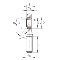 桿端軸承 GAL60-UK-2RS, 根據(jù) DIN ISO 12 240-4 標準，帶左旋外螺紋，免維護，兩側(cè)唇密封