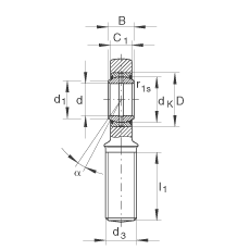 桿端軸承 GAR25-DO, 根據 DIN ISO 12 240-4 標準，帶右旋外螺紋，需維護