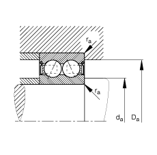 角接觸球軸承 3812-B-2RSR-TVH, 雙列，雙側(cè)唇密封，接觸角 α = 25°