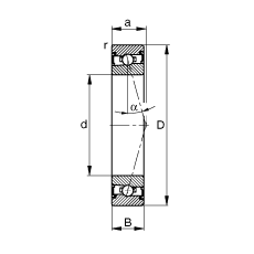 主軸軸承 HSS7024-C-T-P4S, 調節，成對安裝，接觸角 α = 15°，兩側唇密封，非接觸，加嚴公差