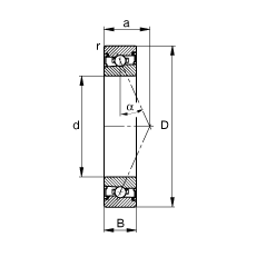 主軸軸承 HSS7009-E-T-P4S, 調節，成對安裝，接觸角 α = 25°，兩側唇密封，非接觸，限制公差