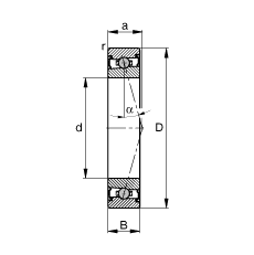 主軸軸承 HCS7013-C-T-P4S, 調節，成對安裝，接觸角 α = 15°，兩側唇密封，非接觸，限制公差