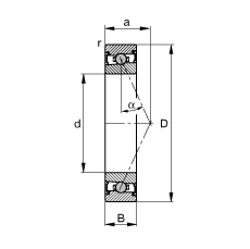主軸軸承 HCS7004-E-T-P4S, 調節，成對或單元安裝，接觸角 α = 25°，兩側唇密封，非接觸，限制公差