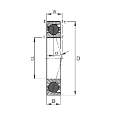主軸軸承 HCB7200-C-T-P4S, 調節，成對或單元安裝，接觸角 α = 15°，陶瓷球，限制公差