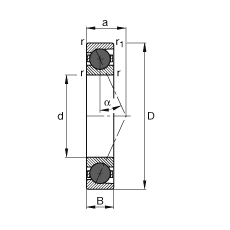 主軸軸承 HCB7014-E-T-P4S, 調節，成對或單元安裝，接觸角 α = 25°，陶瓷球，限制公差