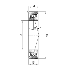 主軸軸承 HS71900-C-T-P4S, 調節，成對安裝，接觸角 α = 15°，限制公差