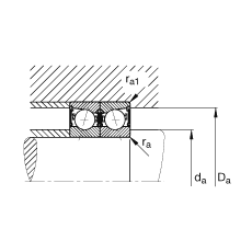 主軸軸承 B71911-C-2RSD-T-P4S, 調節，成對安裝，接觸角 α = 15°，兩側唇密封，非接觸，加嚴公差