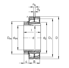 調心滾子軸承 23030-E1A-K-M + H3030, 根據 DIN 635-2 標準的主要尺寸, 帶錐孔和緊定套